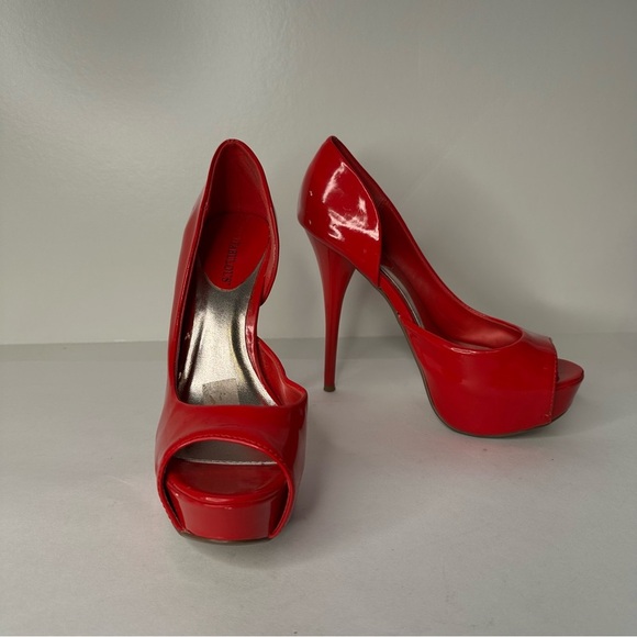 Elegant Red Peep-Toe Heels - Picture 2 of 9